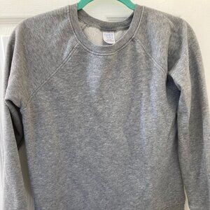 Gray fleece crewneck.